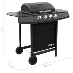 vidaXL Griglia Barbecue a Gas con 4 Bruciatori Nera