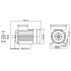 vidaXL Motore Elettrico Monofase Alluminio 1,5kW/2HP 2 Poli 2800 RPM