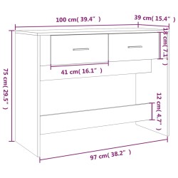 vidaXL Tavolino Consolle Bianco 100x39x75 cm in Legno Ingegnerizzato