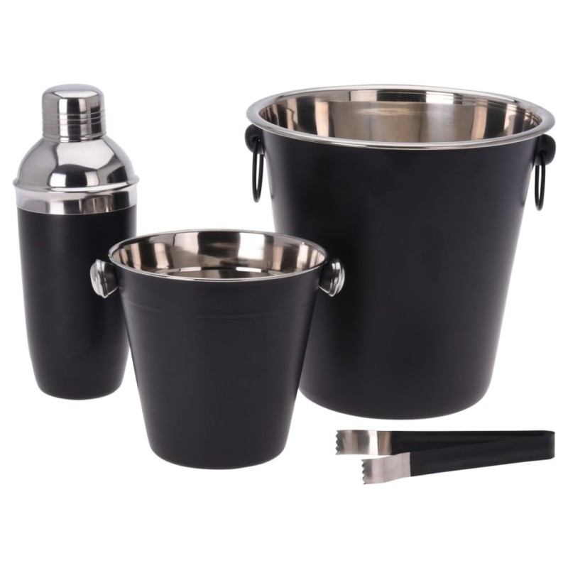 Excellent Houseware Set da Bar 4 pz in Acciaio Inox Nero Opaco