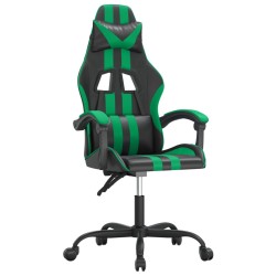 Sedia da Gaming Girevole Nera e Verde in Similpelle