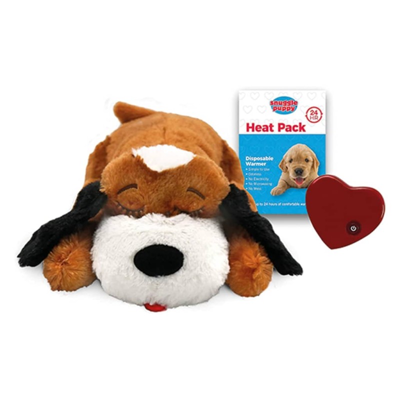 Snuggle Puppy Giocattolo Peluche con Battito per Cani Marrone e Bianco