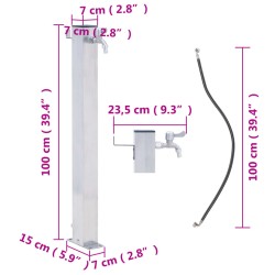 vidaXL Colonna d'Acqua da Giardino 100 cm Acciaio Inox Quadrato