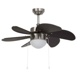 vidaXL Ventilatore da Soffitto con Luce 76 cm Marrone Scuro