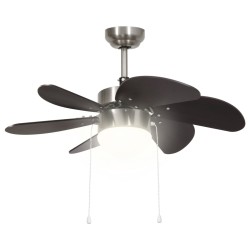 vidaXL Ventilatore da Soffitto con Luce 76 cm Marrone Scuro