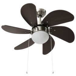 vidaXL Ventilatore da Soffitto con Luce 76 cm Marrone Scuro