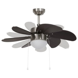 vidaXL Ventilatore da Soffitto con Luce 76 cm Marrone Scuro