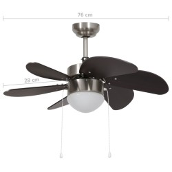 vidaXL Ventilatore da Soffitto con Luce 76 cm Marrone Scuro