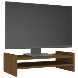 vidaXL Supporto per Monitor Miele 50x27x15 cm Legno Massello di Pino