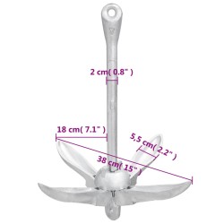 vidaXL Ancora Pieghevole Argento 4 kg in Ferro Malleabile