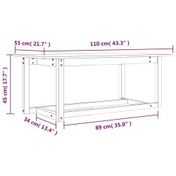 vidaXL Tavolino da Salotto 110x55x45 cm Legno Massello di Pino