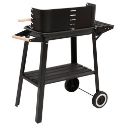 vidaXL Barbecue a Carbonella con Ruote in Acciaio Nero