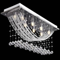 vidaXL Lampada da Soffitto Bianca con Cristalli di Vetro 8 x G9 29 cm