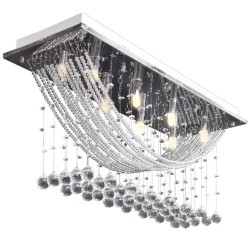 vidaXL Lampada da Soffitto Bianca con Cristalli di Vetro 8 x G9 29 cm