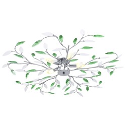 vidaXL Lampadario Foglie e Bracci in Cristallo Acrilico 5 E14 Verde