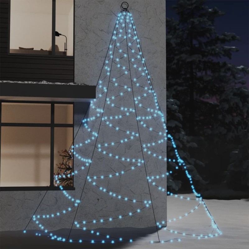 vidaXL Albero da Parete con Gancio Metallico 720 LED Bianco Freddo 5 m