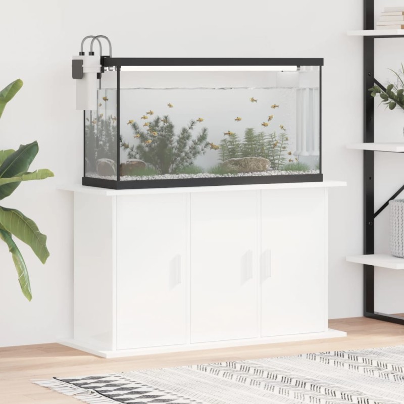 vidaXL Supporto Acquario 101x41x58 cm Legno ingegnerizzato Bianco Lucido