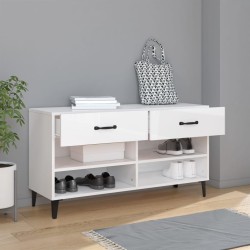 vidaXL Scarpiera Bianco Lucido 102x35x55 cm in Legno Ingegnerizzato