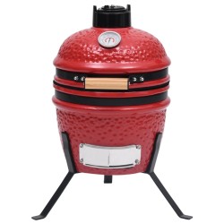 vidaXL Barbecue Affumicatore 2 in 1 Kamado in Ceramica 56 cm Rosso