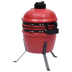 vidaXL Barbecue Affumicatore 2 in 1 Kamado in Ceramica 56 cm Rosso