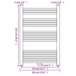 vidaXL Radiatore Centrale Portasciugamano Dritto 600 x 1160 mm