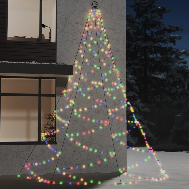 vidaXL Albero da Parete con Gancio Metallico 720 LED Colorati 5 m