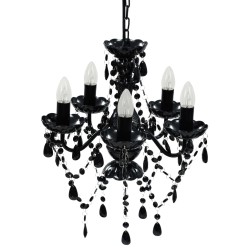 vidaXL Lampadario in Cristallo con 5 Lampadine Nero