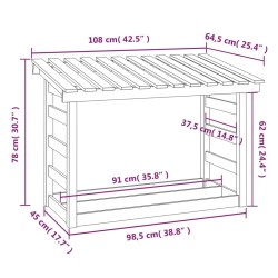 vidaXL Portalegna Miele 108x64,5x78 cm in Legno Massello di Pino