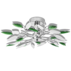 vidaXL Lampada Soffitto Foglie Bianco e Verde Cristallo Acrilico 3xE14