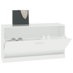 Panca Porta Scarpe Bianco Lucido 80x24x45 cm Legno ingegnerizzato