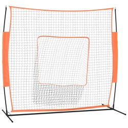 vidaXL Rete Baseball Rossa e Nera 219x107x212 cm Acciaio e Poliestere 