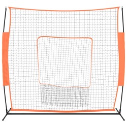 vidaXL Rete Baseball Rossa e Nera 219x107x212 cm Acciaio e Poliestere 