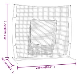 vidaXL Rete Baseball Rossa e Nera 219x107x212 cm Acciaio e Poliestere 