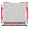 vidaXL Rete Baseball Portatile Nera e Rossa 215x107x216 cm Poliestere