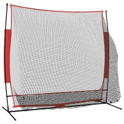 vidaXL Rete Baseball Portatile Nera e Rossa 215x107x216 cm Poliestere