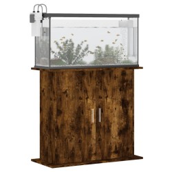 vidaXL Supporto Acquario 81x36x73 cm in Legno ingegnerizzato Rovere Fumo