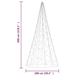 vidaXL Albero di Natale Pennone Bianco Caldo 500 LED 300 cm