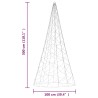 vidaXL Albero di Natale Pennone Bianco Caldo 500 LED 300 cm