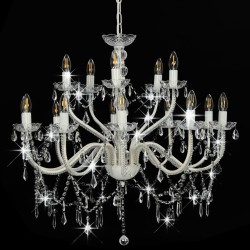 vidaXL Candelabro a 2 Livelli Bianco 15 Lampadine E14