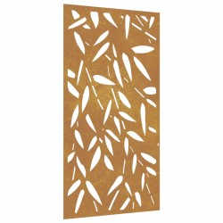 vidaXL Decorazione Muro Giardino 105x55 cm Foglie Bambù Acciaio Corten