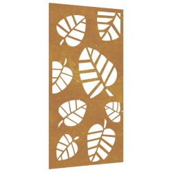 vidaXL Decorazione Muro da Giardino 105x55 cm Foglia Acciaio Corten