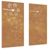 vidaXL Decorazioni Muro da Giardino 2pz 105x55 cm Fiore Acciaio Corten