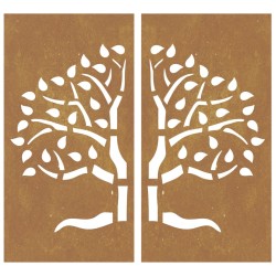 vidaXL Decorazioni Muro Giardino 2 pz 105x55 cm Albero Acciaio Corten