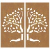 vidaXL Decorazioni Muro Giardino 2 pz 105x55 cm Albero Acciaio Corten