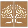 vidaXL Decorazioni Muro Giardino 2 pz 105x55 cm Albero Acciaio Corten