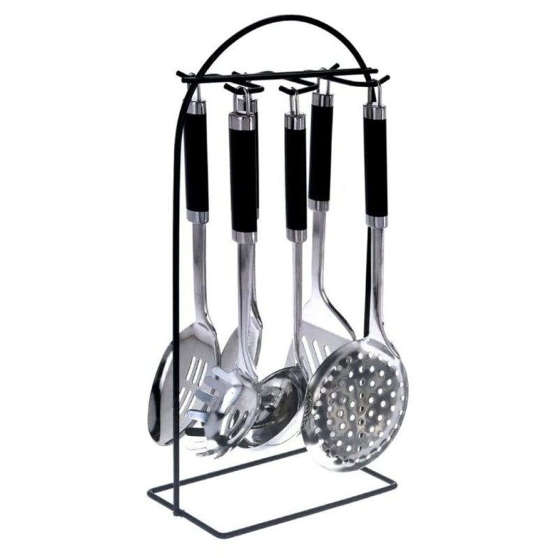 Excellent Houseware Set di Utensili da Cucina 7 pz con Supporto Inox