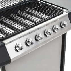 vidaXL Barbecue Griglia a Gas 6 Fornelli Acciaio Inossidabile Argento