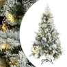 Albero di Natale Innevato con LED e Pigne 120 cm in PVC e PE