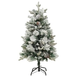 Albero di Natale Innevato con LED e Pigne 120 cm in PVC e PE