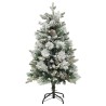 Albero di Natale Innevato con LED e Pigne 120 cm in PVC e PE